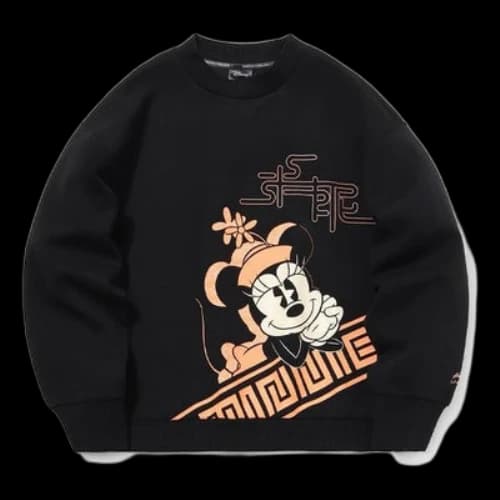 Li-Ning x Disney Crossover Sports Fashion Series Printing Loose Sports Round Neck Pullover Hoodie Black