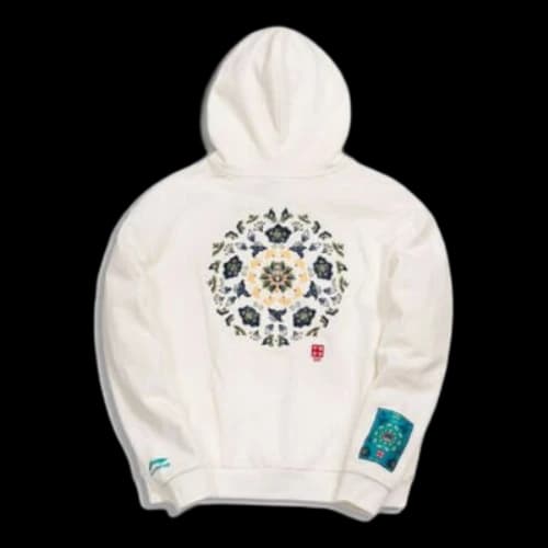 Li-Ning Paris Fashion Week Pattern Embroidered Pullover Hoodie 'White'