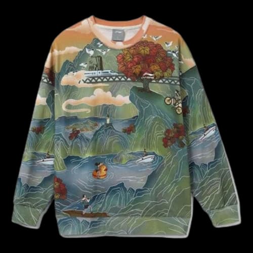 Li-Ning Sports Stylish Series Gradient Full Print Pullover 'Green Red Orange'