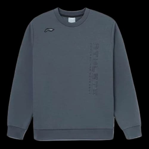 Li-Ning Gym Series Alphabet Embossing Solid Color Fleece Lined Round Neck Pullover 'Dark Grey'