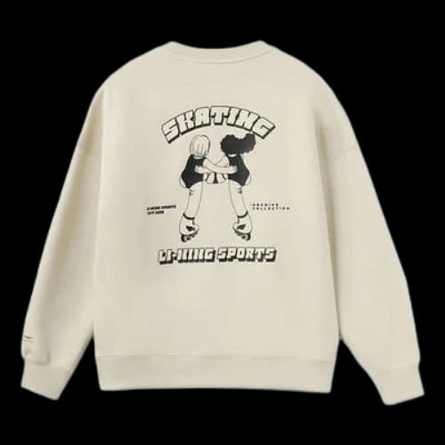 Li-Ning Sports Living Series Cartoon Printing Pattern Loose Pullover Hoodie 'Khaki'
