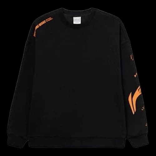 Li-Ning Training Series Contrasting Colors Logo Printing Fleece Lined Stay Warm Loose Pullover Black