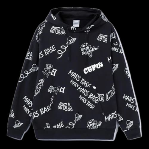 Li-Ning Counterflow Mars All-Over Print Hoodie 'Black White'