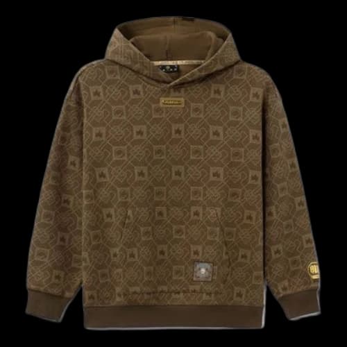 Li-Ning BAD FIVE Series Loose Full Print Pullover Hoodie 'Brown'