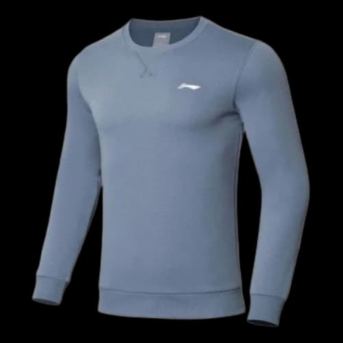 Li-Ning Training Series Solid Color Fleece Lined Stay Warm Round Neck Pullover Blue