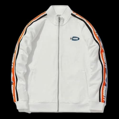 Li-Ning Sports Fashion Series Logo Printing Side Stripe Stand Collar Zipper Jacket 'White'