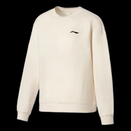 Li-Ning Gym Series Logo Printing Sports Round Neck Pullover Hoodie White