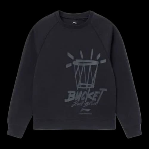 Li-Ning Sports Basketball Series Alphabet Printing Round Neck Pullover 'Black'