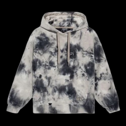 Li-Ning BADFIVE Sports Basketball Series Tie Dye Full Print Loose Hoodie 'Black Grey' (Women's)