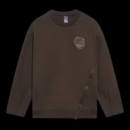 Li-Ning x Dragon Crossover Series Diagonal Zipper Design Loose Round Neck Pullover Black Brown