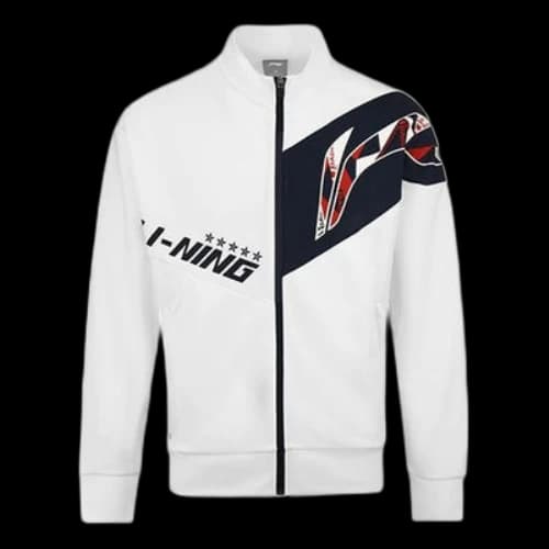 Li-Ning Training Series Large Logo Printing Cardigan Stand Collar Jacket 'White'