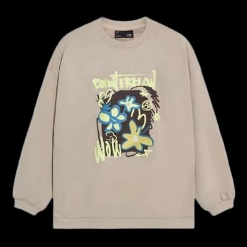 Li-Ning CF Sports Fashion Series Flowers Alphabet Printing Hoodie 'Beige Multi' (Women's)