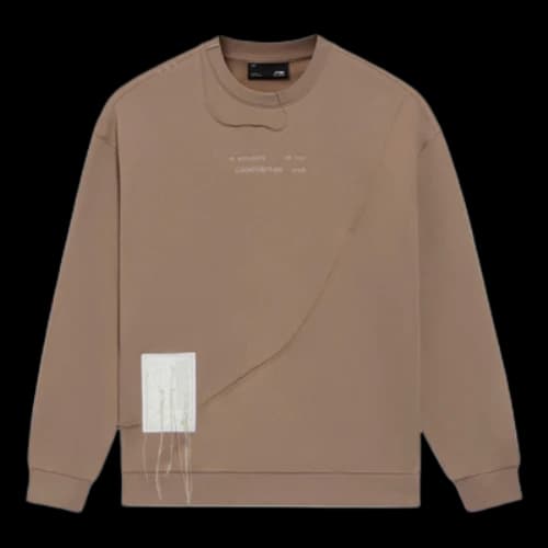 Li-Ning CF Sports Living Series Alphabet Embroidered Loose Round Neck Pullover 'Brown'