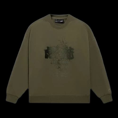 Li-Ning Sports Living Series CF Embroidered Pattern Loose Pullover 'Olive Green'