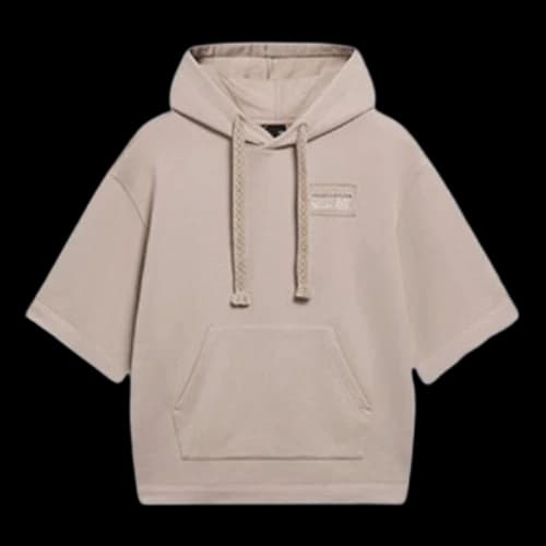 Li-Ning Counterflow Map Graphic Short Sleeve Hoodie 'Light Brown'