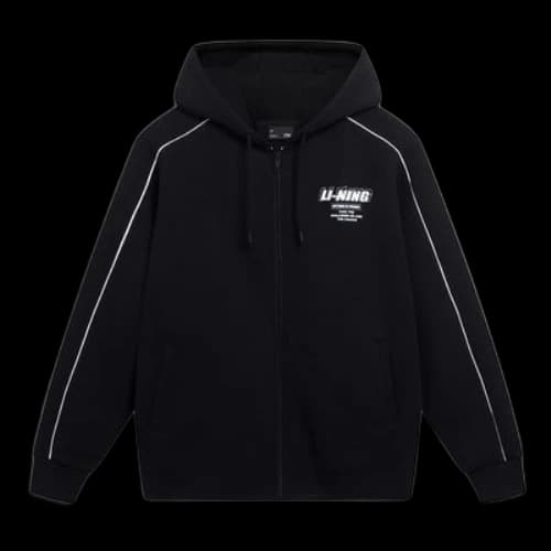 Li-Ning Striped Graphic Hooded Jacket 'Black White'