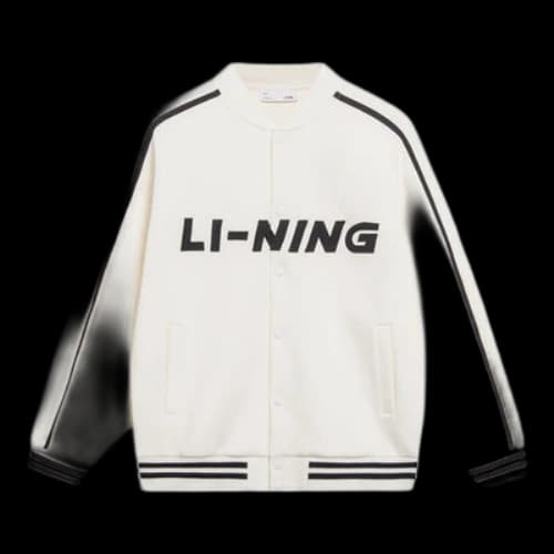 Li-Ning Striped Graphic Baseball Jacket 'White Black'