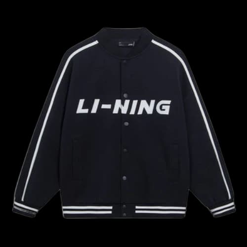Li-Ning Striped Graphic Baseball Jacket 'Black White'
