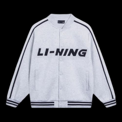 Li-Ning Striped Graphic Baseball Jacket 'Grey Black'