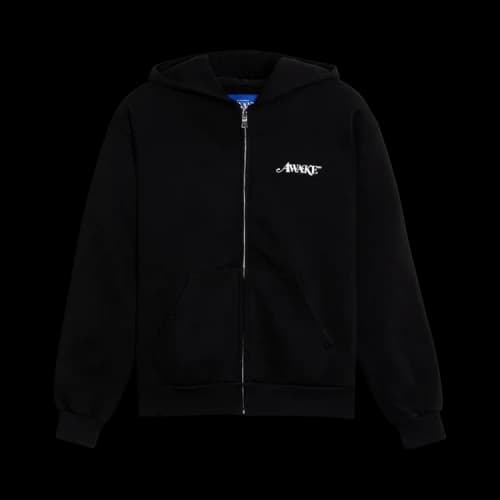 Awake NY Logo-Print Zip-Up Hoodie 'Black'