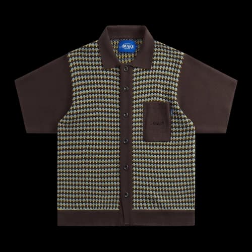 Awake NY Short-Sleeve Crochet Shirt 'Brown/Multicolor'