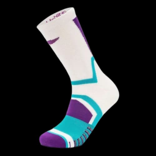 Li-Ning Basketball Mid Cut Socks 'White Purple Teal'