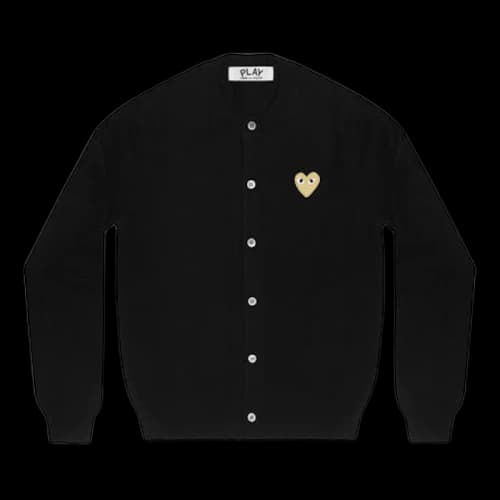 Comme des Garcons Play Women's Gold Heart Knit Cardigan Sweater Black