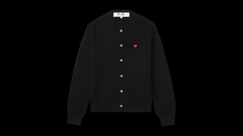 Comme des Garcons PLAY Small Emblem Cardigan Sweater Black
