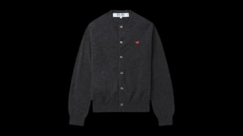 Comme des Garcons PLAY Small Heart Emblem Cardigan Sweater Grey