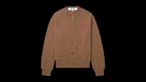 Comme des Garcons PLAY Small Heart Emblem Cardigan Sweater Brown