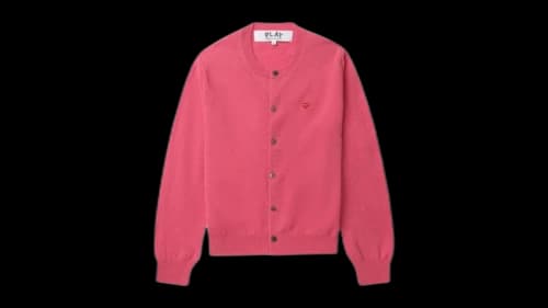 Comme des Garcons PLAY Small Heart Emblem Cardigan Sweater Pink