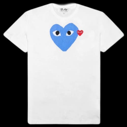 Comme des Garcons Play Women's Red Emblem Heart T-shirt White/Blue