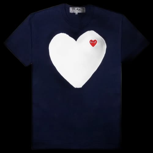 Comme des Garcons Play White Heart T-shirt Navy