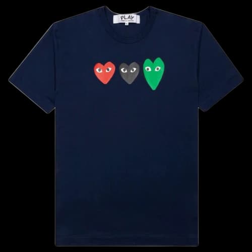Comme des Garcons Play Women's Multi Heart T-shirt Navy