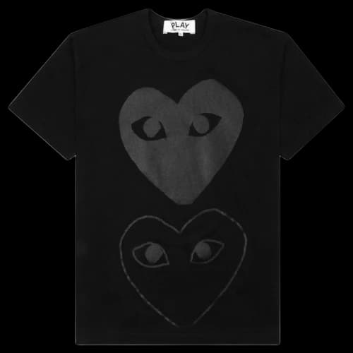 Comme des Garcons Play Double Black Hearts T-shirt Black