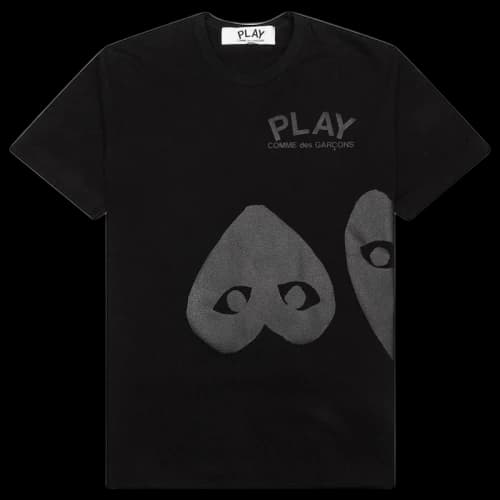 Comme des Garcons Play Three Black Hearts T-shirt Black