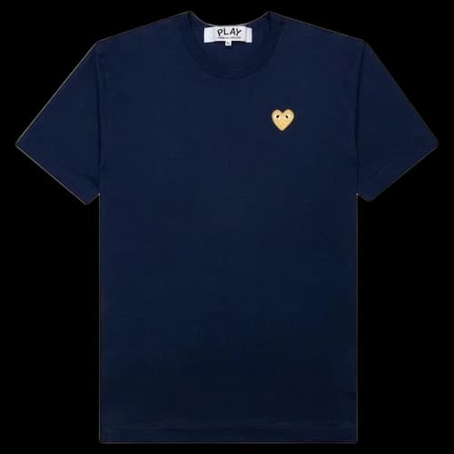 Comme des Garcons Play Women's Gold Heart T-shirt Navy