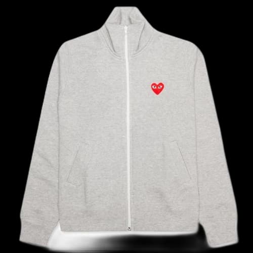 Comme des Garcons Play Red Multi Heart Zip Up Sweatshirt Grey