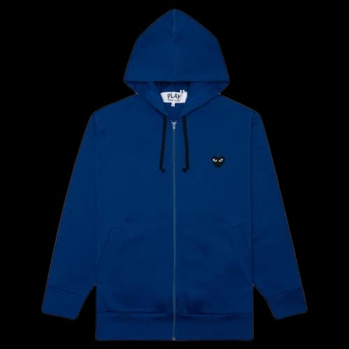 Comme des Garcons Play Women's Big Black Heart Zip Up Hoodie Navy
