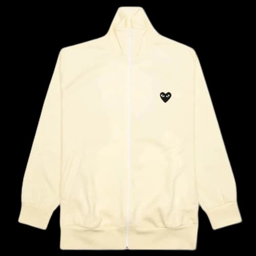 Comme des Garcons Play Big Black Heart Zip Up Sweatshirt Ivory