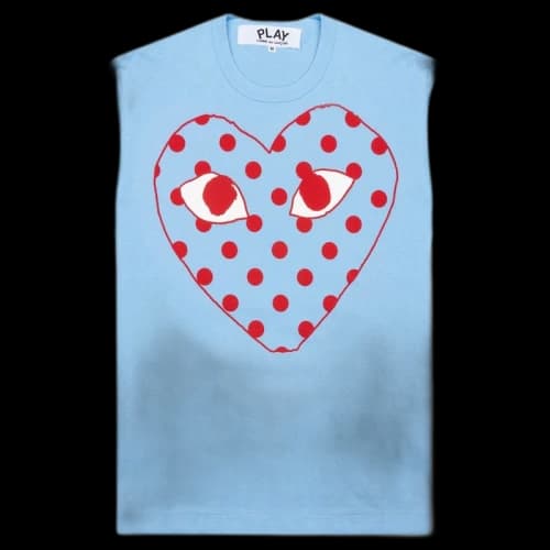 Comme des Garcons Play Pastelle Polka Dot Red Heart T-shirt Blue