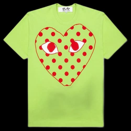 Comme des Garcons Play Pastelle Polka Dot Red Heart T-shirt Green