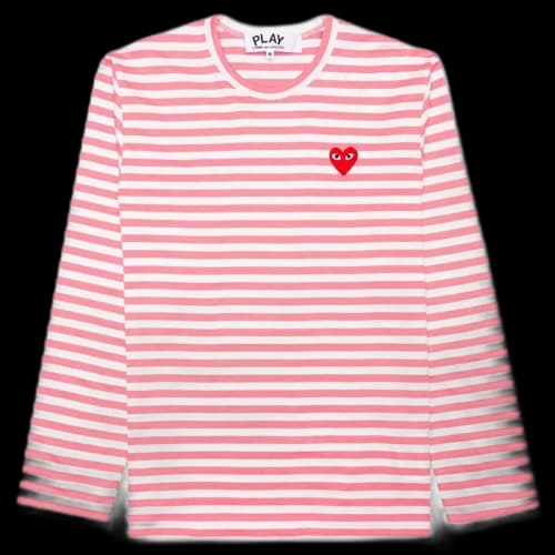 Comme des Garcons Play Pastelle Striped L/S T-shirt Pink/White