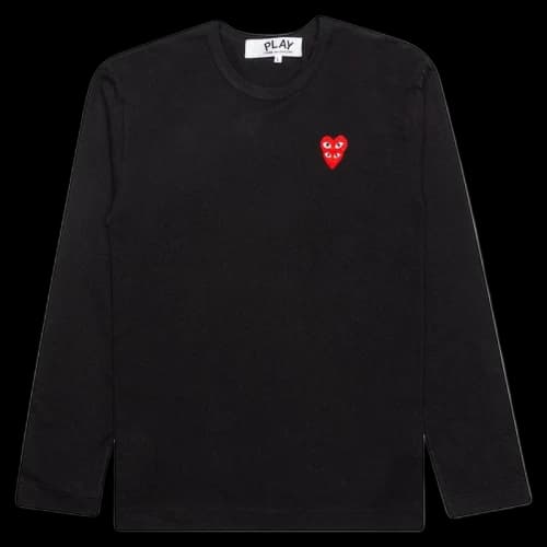 Comme des Garcons Play Women's Red Stacked Heart L/S T-shirt Black
