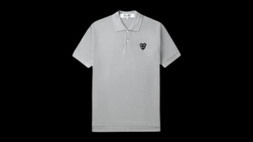 Comme des Garcons PLAY Stacked Heart Polo Shirt Grey