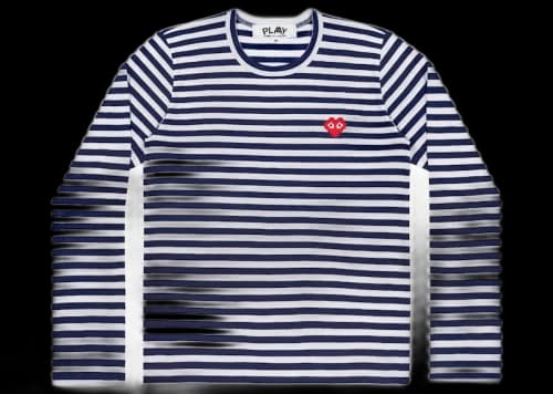 Comme des Garcons Play x Invader Women's Striped L/S T-shirt Navy White