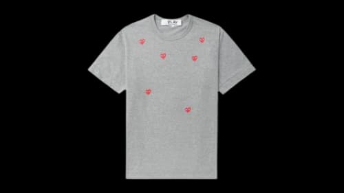 Comme des Garcons PLAY Multi Red Heart Logo Tee Grey
