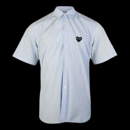 COMME des GARCONS PLAY Black Emblem Striped Short Sleeve Shirt 'Light Blue'