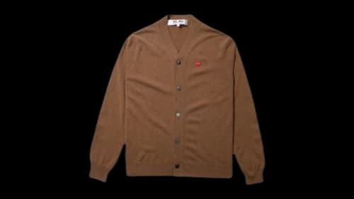 Comme des Garcons PLAY Small Heart Patch Cardigan Sweater Brown
