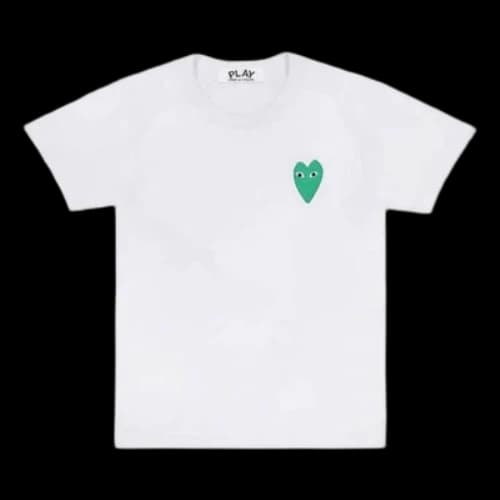 COMME des GARCONS PLAY Basic T-Shirt Green Heart 'White' (Women's)